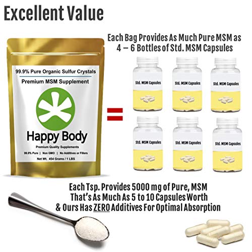 Organic Sulfur Crystals, 99.9% Pure MSM Crystals, Premium MSM Supplement - 1 LBS Pack
