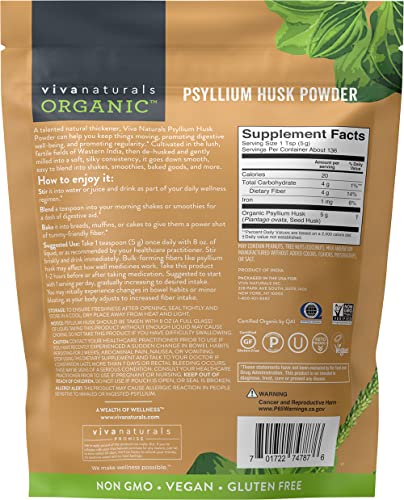 Organic Psyllium Husk Powder (1.5 lbs ) - Soluble Fiber