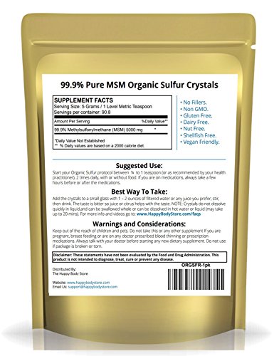 Organic Sulfur Crystals, 99.9% Pure MSM Crystals, Premium MSM Supplement - 1 LBS Pack